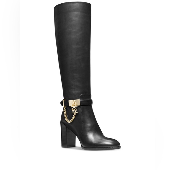 Michael Kors Black and Gold Over the Knee Boots